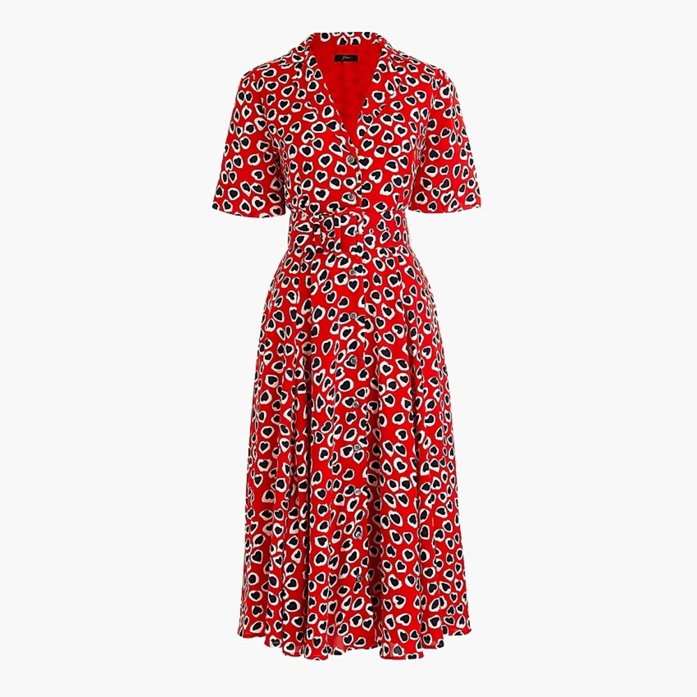 Jcrew Red heart print dress